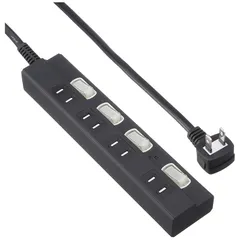 雷に強い節電タップ 4個口 1m 黒_HS-TPK41PBT-K 00-6941 0