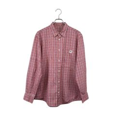 Papas◆長袖シャツ  パパス  チェック レッド系    メンズ サイズ M 6