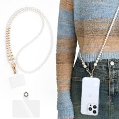 【人気商品】斜め掛け 丈夫 ネックストラップ アクセサリーおしゃれ ネックストラップ バッグチェーン 120cm ストラップ ストラップ 忘れ物防止 ストラップ ストラップ ストラップ スマホショルダー 着脱簡単 パールチェーン スマホ首掛けストラップ 携帯ス