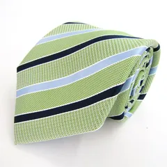 タカキュー ブランド ネクタイ シルク ストライプ柄 PO メンズ グリーン TAKA Q 【中古】