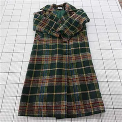 ■ ⊇ ABITOKYO アビトーキョー チェック柄 長袖 チェスターコート サイズM グリーン系 マルチ レディース E  【1509100076407】