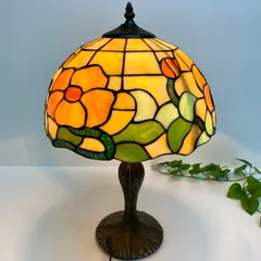 アンティーク調 ステンドグラスランプ テーブルライト レトロ装飾 ハンドメイド風 照明 インテリア 美品