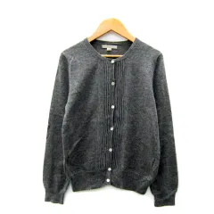 ヒューマンウーマン HUMAN WOMAN カーディガン ミドル丈 ラウンドネック 無地 ウール混 アンゴラ混 2 グレー /SY28