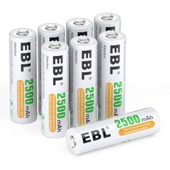 EBL 単3電池 充電式 8本セット 大容量2500mAh長持ち ニッケル水素充 単3電池 約1200回繰り返し充電可能 単三電池 充電式 じゅうでんち単3