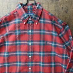 90s～ Vintage US古着☆Ralph Lauren ラルフローレン 長袖チェックシャツ SIZE L レッド 90's 90年代 人気アイテム