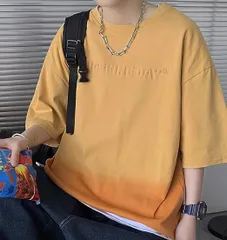 tシャツ メンズ 夏服 半袖 五分袖 グラデーション 大きい サイズ 七分袖 無地 ゆったり カジュアル ファッション シンプル 涼しい 通気性 綿 吸汗速乾 軽い柔 グラデーション メンズ tシャツoumande01