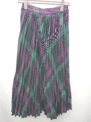 ◇ natural couture ナチュラル ウエストゴム チェック ロング プリーツ スカート サイズF ネイビー マルチ レディース P  【1407260012030】