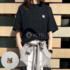 【2025春夏物モデル】Maison Kitsune メゾンキツネ フォックスヘッド 刺繍 Tシャツ LM00104K J0008 ワンポイント刺繍 クルーネック 半袖 レディース