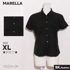 ★訳あり★ MARELLA マレーラ トップス カットソー　半袖　ボタン　ポケット付き　シンプル　イタリア製　麻100% 　ブラック　 【H2226-00】 送料無料　古着　レディースのサムネイル