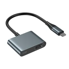 【在庫セール】JUCONU PhoneのためのHDMIのアダプターは、アルミニウム携帯用HDMIケーブルのアダプターのコネクター、Phone/Pad装置のためのHDTVデジタルAVのビデオ同期スクリーン多用性があるコンバーターを改善した(満たす必要性がない)