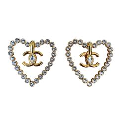 CHANEL シャネル イヤリング ココマーク ロゴ ラインストーン ハート型 L23C