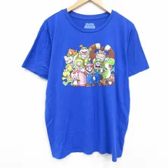 XL/古着 半袖 Tシャツ メンズ ゲーム ニンテンドー スーパーマリオ 4大きいサイズ クルーネック 青 ブルー spe 25aug22 中古