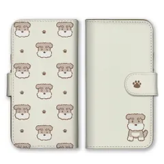 Google Pixel 7a ケース 手帳型 グーグルピクセル7a スマホケース 携帯ケース シュナウザー ミニチュアシュナウザー 犬 わんちゃん 韓国 可愛い かわいい おしゃれ ベージュ カラー04