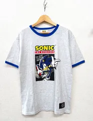 ソニック リンガーネックTシャツ Sサイズ the hedgehog グレー ブルー SEGA セガ タグ付き 未使用のサムネイル