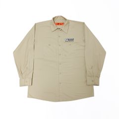 RED KAP レッドキャップ 長袖 ワークシャツ 企業ロゴ プリント ベージュ L