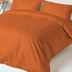 Pizuna 掛け布団カバー3点セット シングル400スレッドカウント 梳毛ロングステープル綿100％サテン織り洗濯機で洗える掛け布団カバーセット - 掛け布団カバー1枚（150cmx210cm）＋枕カバー1枚（43cmx63cm）(バーントオレンジ)