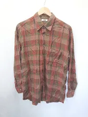 ◇ ⊂ UNIQLO ユニクロ 長袖 ライトフランネルワイドフィットチェックシャツ サイズM レッドブラウン系 メンズ E  【1411130005282】