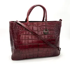 【中古】良品 FURLA フルラ ロゴ クロコ 2way 型押し レザー ハンド ショルダー バッグ eY09150A