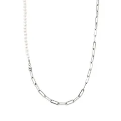 【シルバー × ワンサイズ】[Cream dot. クリームドット公式] ネックレス レディースステンレス製 ロング 金属アレルギー つけっぱなし サージカルステンレス ロング チェーン パール 2連 2重 3way Y字 コンビ 大人