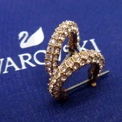 スワロフスキー SWAROVSKI デクステラ Dextera クリスタル パヴェ フープ ピアス ローズゴールド 美品