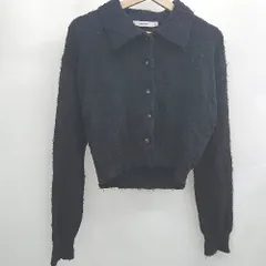 ◇ ⊇ MOUSSY マウジー コットン系 ショート丈 長袖 カーディガン サイズフリー ブラック系 レディース E  【1507250005803】