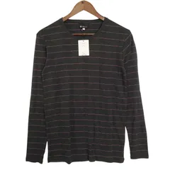 【新品 未使用】 TK MIXPICE タケオキクチ 通年★ 長袖 ボーダー ロンT カットソー Sz.L メンズ グレー