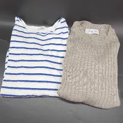 ◇ ⊃ 《 URBAN RESEARCH アーバンリサーチ リブ編み ボーダー柄 リブ編みニット クルーネック長袖 レディース 》 E  【1507250011378】