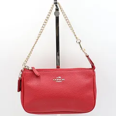 美品 コーチ レザー レッド ゴールド金具 ポーチ/ハンドバッグ TCY2000000 NSK