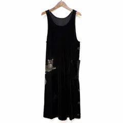 #wnc イタリヤ 伊太利屋 ワンピース 9 黒 ジャンパースカート コーデュロイ 豹 ラインストーン ボタンデザイン レディース [962595]