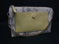 ■極美品■ COLE HAAN コールハーン U05365 ダブル ガセット ポーチ レザー マルチケース 小物入れ レディース アイボリー系 FP5822