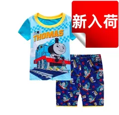 ✨新品✨トーマス パジャマ 半袖 上下セット キッズ 男の子 100cm 110cm 120cm 130cm 綿100% コットン 子供服 キャラクター 夏用 部屋着 寝間着 ルームウェア プレゼント 鉄道 機関車 青色 トーマス&フレンズ