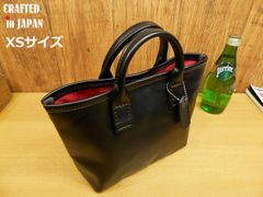 ☆XSサイズ☆黒シュリンクレザー×赤裏地のミニトートバッグ姫路レザー