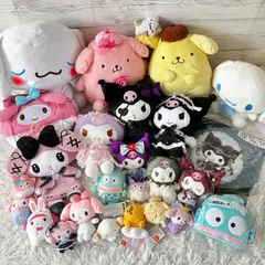 サンリオ Sanrio 25点セット ぬいぐるみ 大量まとめ売り  クロミちゃん マイメロ  タグあり多数   ポムポムプリン 未開封あり シナモン 25