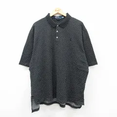 XL/古着 ラルフローレン 半袖 ブランド ポロ シャツ メンズ 90s ワンポイントロゴ 総柄 大きいサイズ コットン 黒他 ブラック 25jun17 中古