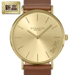 コーチ Coach 腕時計 ペリー 14503331 馬車 サンレイ ゴールド文字盤 SS ブラウン レザーベルト クオーツアナログのサムネイル