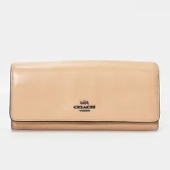 【Cランク】COACH コーチ 長財布  53887 レザー ベージュ サーモンピンク 大容量