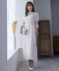 ★clear クリア/シアーデザイン ドッキング ワンピース オケージョン フォーマル 結婚式 二次会 お呼ばれ 食事会 /ベージュ/Sサイズ