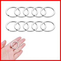 【早発】LNG 二重リング 丸環 ステンレス キー ホルダー リング 平キーリングリング 外徑20mm 取付簡単 シルバー（10個入）