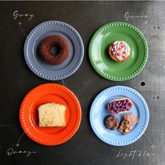 【直火・オーブン対応】PLATO TROQUELADO プラト トロケラド ドットプレート 16cm 1枚｜ホーロー製 皿 メキシコ製 琺瑯製 デザート パン皿