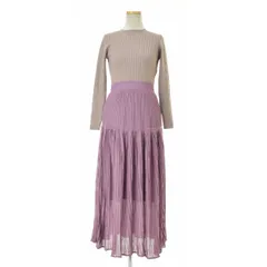 【Rirandture】80167100 バックリボンニットプリーツワンピースマキシ長袖ワンピース