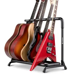 【特価商品】ベースギターなどに適用 エレキ クラシック 転倒防止用ゴムスリーブ付き アコギ フォームスポンジラップ 持ち運び便利 収納便利 取り付け説明書付き 折りたたみ式 ギターホルダー ギターラック 5本立て CY0345 ギタースタンド マルチ CAHA