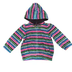 BABY　GAP　パーカー　フード付き　アウター　カラフルボーダー　80　パイル地　90