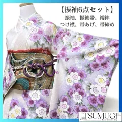 刺繍　牡丹　桜花　西陣織　【振袖6点セット】振袖　振袖帯　襦袢　123a p