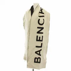 バレンシアガ BALENCIAGA 17AW ロゴ マフラー カシミヤ混 白 グレー /☆Gのサムネイル