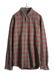 【お得なクーポン配布中!】 ラルフローレン チェック 長袖 ボタンダウン シャツ メンズ XL 古着 POLO 長袖シャツ ポニー刺繍 コットン カスタムフィット 大きいサイズ