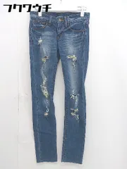 ◇ AZUL BY MOUSSY ダメージ加工 ストレッチ デニム スキニー パンツ サイズ23 インディゴ レディース 【中古】 【1106070010440】