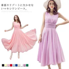全11色×8サイズ！夏ワンピース マキシワンピース ロング丈ワンピース Vネック ノースリーブワンピース マキシ丈 ロング丈 リゾート 旅行 ビーチ フレア Aライン ふんわり 可愛い#etc430
