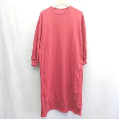 ◇ ⊇ live in comfort リブインコンフォート トレーナー生地 長袖 ロング丈 ワンピース サイズMP レッド レディース E  【1502030002096】