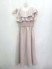 ◇ OLIVE des OLIVE ビッグカラー ノースリーブ ロング丈 ワンピース サイズF ピンクベージュ レディース P  【1406240033126】