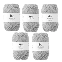 新品 原ウール knitworm 毛糸 5玉セット メリノ M 並太 40g (約80m) ウール 日本製 12.グレー